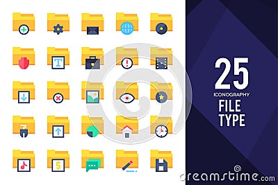 25 Files and Folders Flat icon pack. vector illustration Vector Illustration