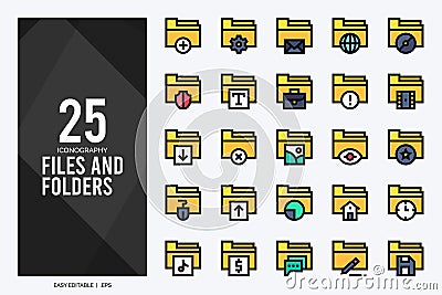 25 Files and Folders Lineal Color icon pack. vector illustration Vector Illustration