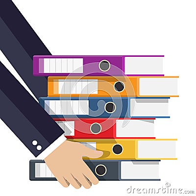 Files in hand, ring binders Vector Illustration