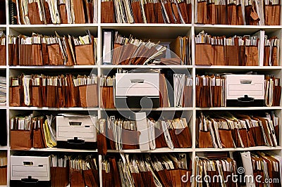 Files on Shelf Stock Photo