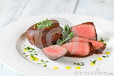 Filet mignon on the plate Stock Photo