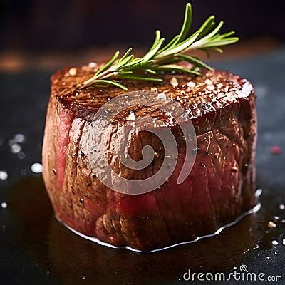 Filet Mignon Grill steak medium rare juicy, AI Generative Stock Photo