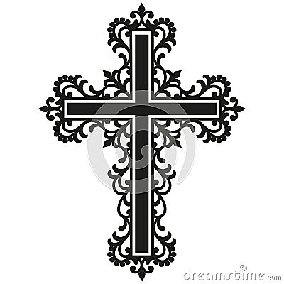 Filigree Cross, Christian Cross, Swirl Cross Stock Photo