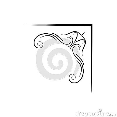 Filigree flourish corner. Calligraphic design element and page decoration. Vector illustration. Vector Illustration