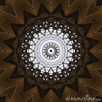 Filigree pattern of windows and ceiling Stock Photo