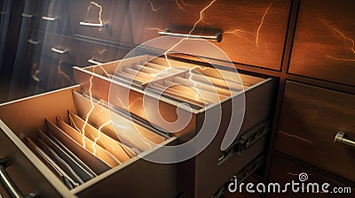 A filing cabinet drawer filled with contracts and agreeme one created with generative AI Stock Photo