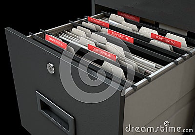 Filing Cabinet Drawer Open Confidential Stock Photo