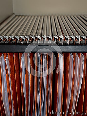 Filing cabinet files - office detail Stock Photo