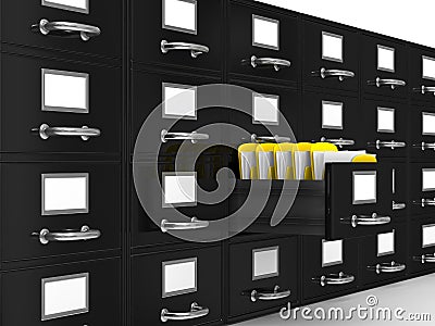 Filing cabinet on white Stock Photo