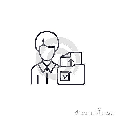 Filing documents linear icon concept. Filing documents line vector sign, symbol, illustration. Vector Illustration