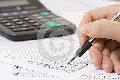 Filing taxes Stock Photo