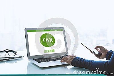 Filing taxes online Stock Photo