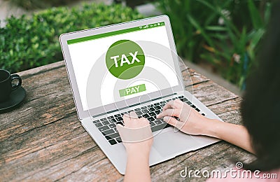 Filing taxes online Stock Photo