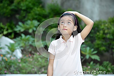 An A Worrisome Girl Preteen Stock Photo