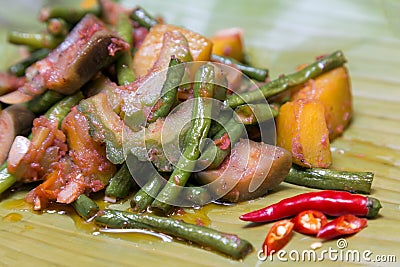 Filipino authentic traditional dish: philippine pork ginataan with rice and egg Stock Photo