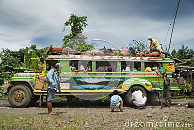 Filipino mountain jeepney breakdown Editorial Stock Photo