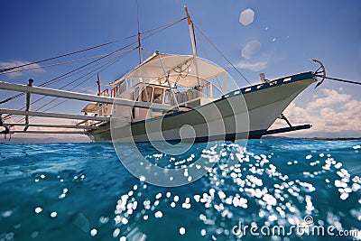 Filipino outrigger ready to navigate Stock Photo