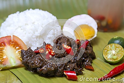 Filipino traditional authentic dish: philippine spicy beaf tapa with egg and rice Stock Photo