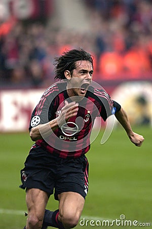 Filippo Inzaghi celebrates after the goal Editorial Stock Photo