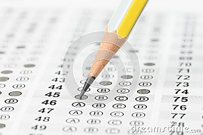 Filled answer sheet Stock Photo