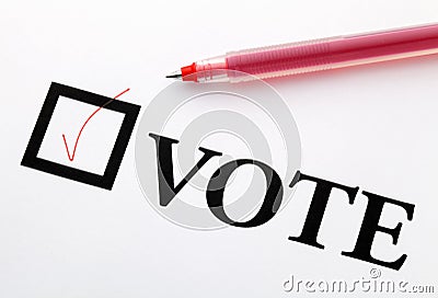 Filled check boxes with word VOTE Stock Photo