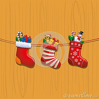 Filled Christmas Stockings Vector Illustration