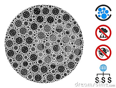 Filled Circle Collage of CoronaVirus Items Stock Photo