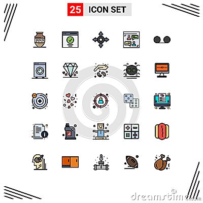 25 Filled line Flat Color concept for Websites Mobile and Apps devices, message, user, mail, user Vector Illustration