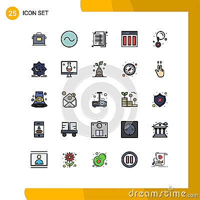 25 Filled line Flat Color concept for Websites Mobile and Apps drop, interface, accounts, content, columns Vector Illustration