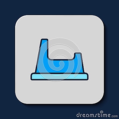 Filled outline Baby potty icon isolated on blue background. Chamber pot. Vector Stock Photo