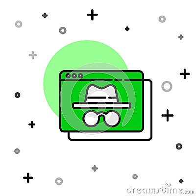 Filled outline Browser incognito window icon isolated on white background. Vector Stock Photo