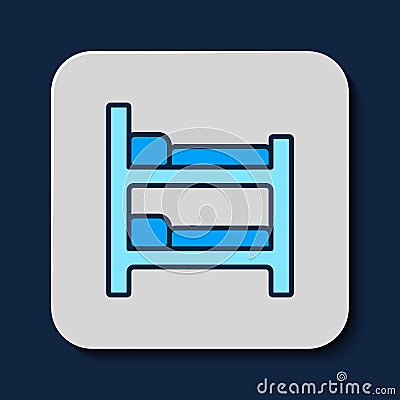 Filled outline Bunk bed icon isolated on blue background. Vector Vector Illustration