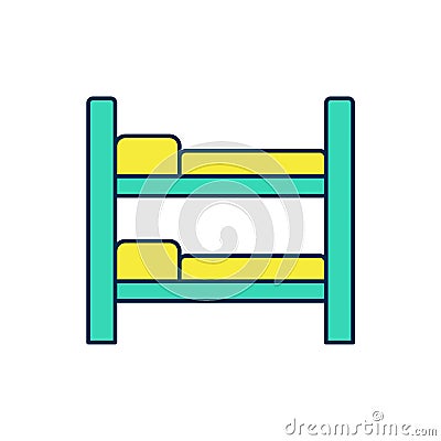 Filled outline Bunk bed icon isolated on white background. Vector Vector Illustration
