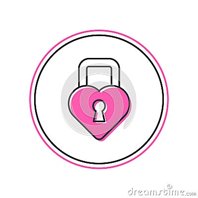 Filled outline Castle in the shape of a heart icon isolated on white background. Locked Heart. Love symbol and keyhole Stock Photo