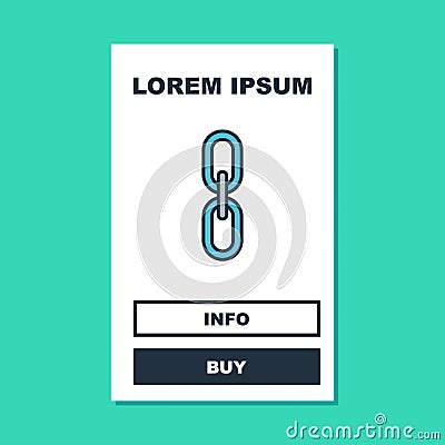 Filled outline Chain link icon isolated on turquoise background. Link single. Hyperlink chain symbol. Vector Vector Illustration