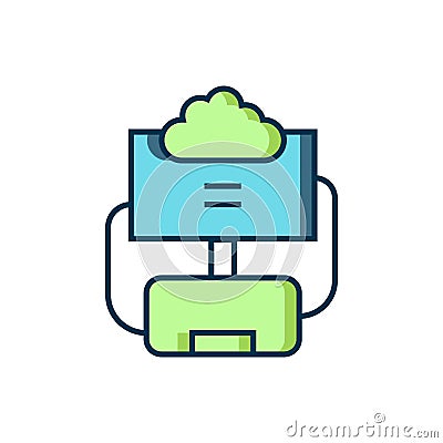 Filled outline Cloud database icon isolated on white background. Cloud computing concept. Digital service or app with Stock Photo