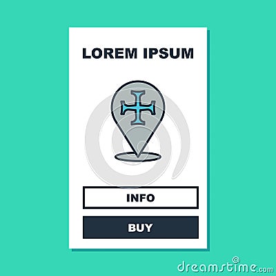 Filled outline Crusade icon isolated on turquoise background. Vector Vector Illustration