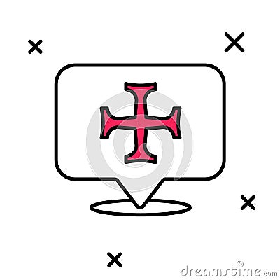 Filled outline Crusade icon isolated on white background. Vector Vector Illustration