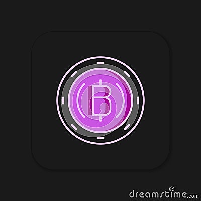 Filled outline Cryptocurrency coin Bitcoin icon isolated on black background. Physical bit coin. Blockchain based secure Vector Illustration