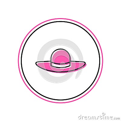 Filled outline Elegant women hat icon isolated on white background. Vector Stock Photo