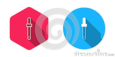 Filled and outline Eyedropper color picker palette icon isolated on isolated with long shadow background. Vector Stock Photo