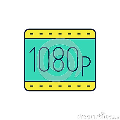 Filled outline Full HD 1080p icon isolated on white background. Vector Vector Illustration