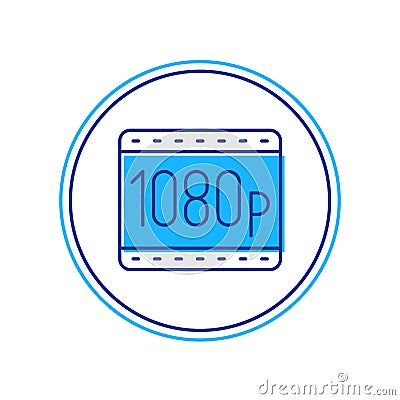 Filled outline Full HD 1080p icon isolated on white background. Vector Vector Illustration