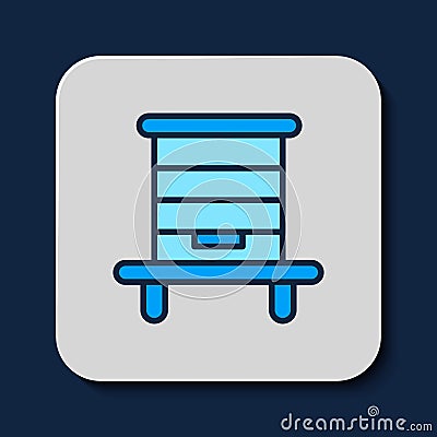 Filled outline Hive for bees icon isolated on blue background. Beehive symbol. Apiary and beekeeping. Sweet natural food Stock Photo