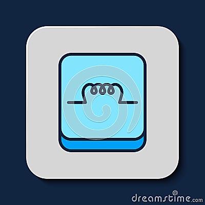 Filled outline Inductor in electronic circuit icon isolated on blue background. Vector Vector Illustration