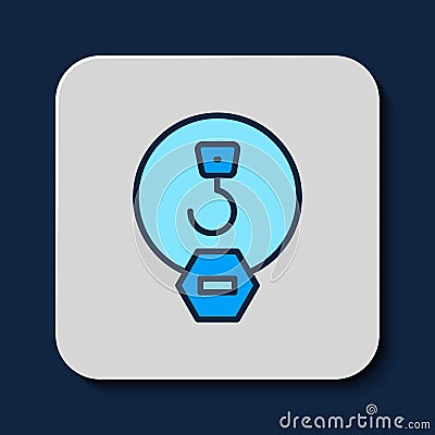 Filled outline Industrial hook icon isolated on blue background. Crane hook icon. Vector Stock Photo