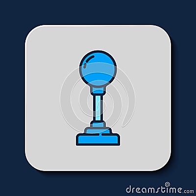 Filled outline Joystick for arcade machine icon isolated on blue background. Joystick gamepad. Vector Stock Photo