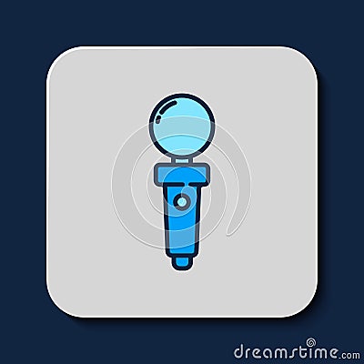 Filled outline Joystick for arcade machine icon isolated on blue background. Joystick gamepad. Vector Vector Illustration