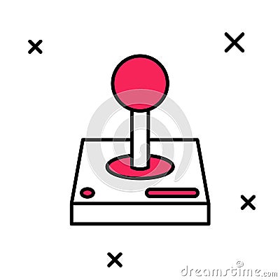 Filled outline Joystick for arcade machine icon isolated on white background. Joystick gamepad. Vector Vector Illustration