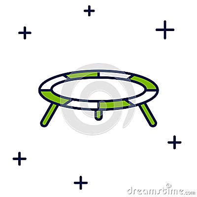 Filled outline Jumping trampoline icon isolated on white background. Vector Vector Illustration